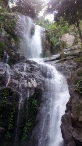 The Dtaat Mook waterfall hidden away in the forest. A good place to take a natural shower.